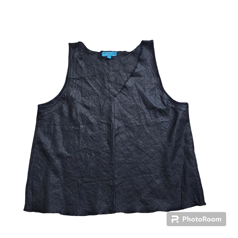 Cotton Connection Linen Top Size XL Black